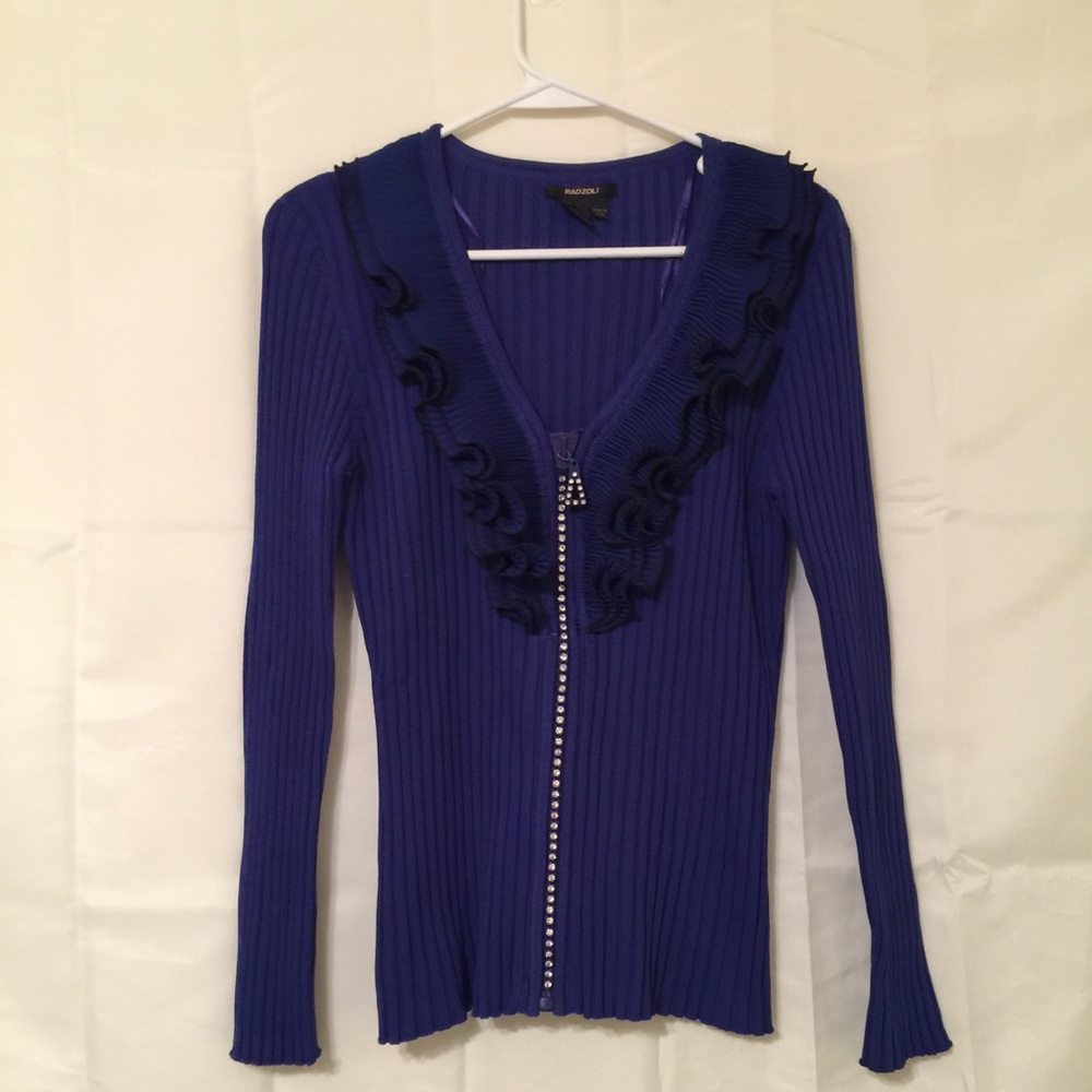 Radzoli womens med sz l front zip sweater dressy